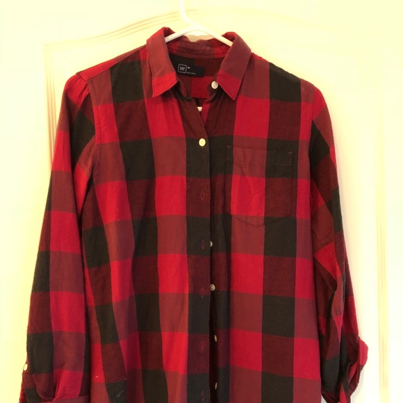 Gap buffalo check long sleeve button down, size xs - Picture 2 of 4